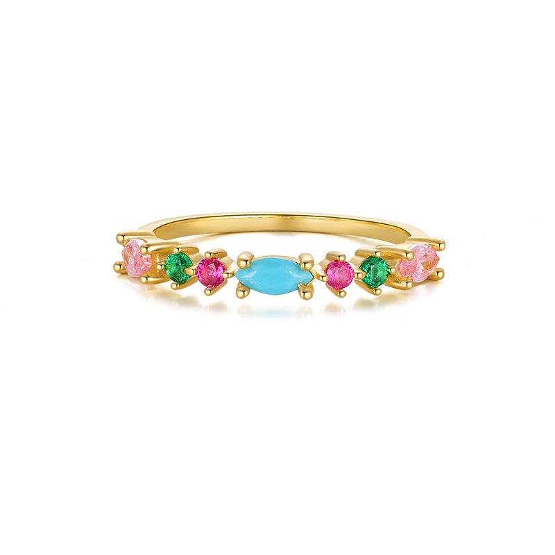 S925 sterling silver color diamond summer outfit stackable ring - MOWTE