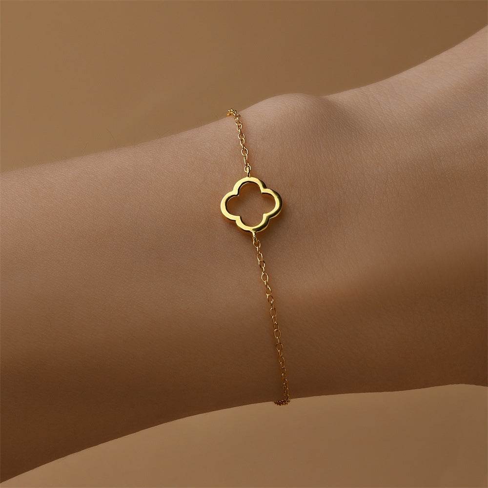 S925 sterling silver niche clover hollow bracelet - MOWTE