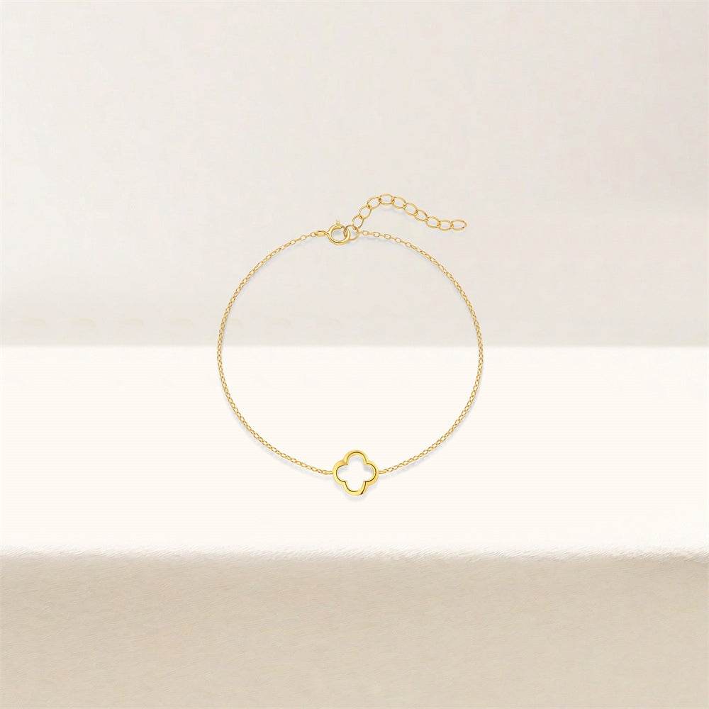 S925 sterling silver niche clover hollow bracelet - MOWTE
