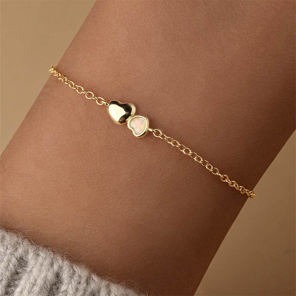 S925 pure silver light luxury love opal Australian treasure bracelet - MOWTE