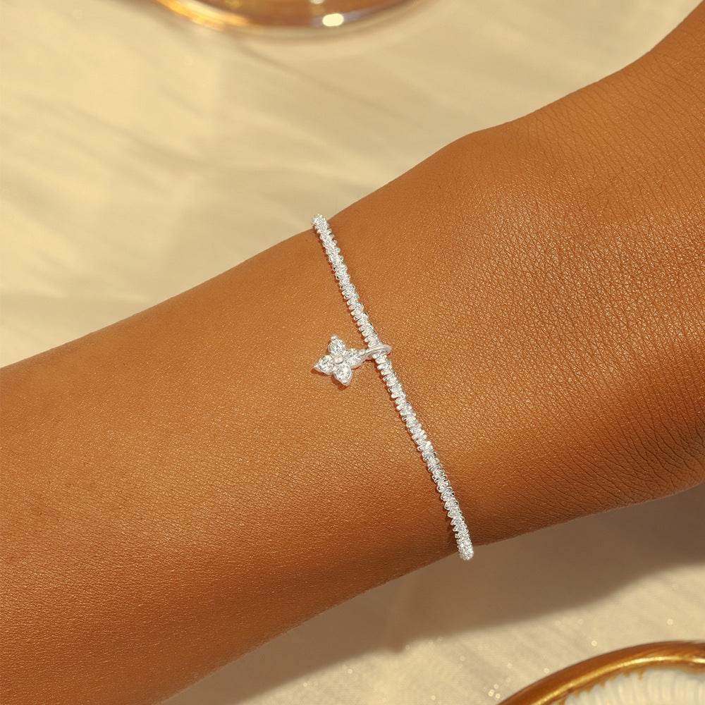 S925 sterling silver cauliflower chain bracelet with luxurious starry sky and moonlight gemstones - MOWTE