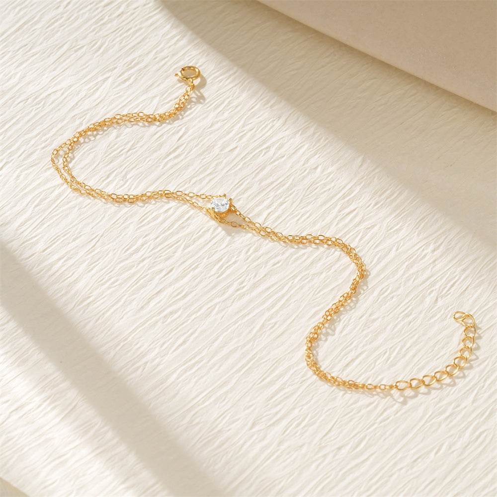 S925 sterling silver daily double-layer diamond inlaid women's wedding bracelet - MOWTE