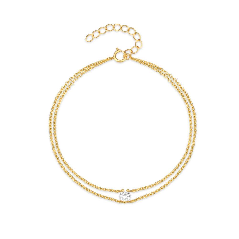 S925 sterling silver daily double-layer diamond inlaid women's wedding bracelet - MOWTE