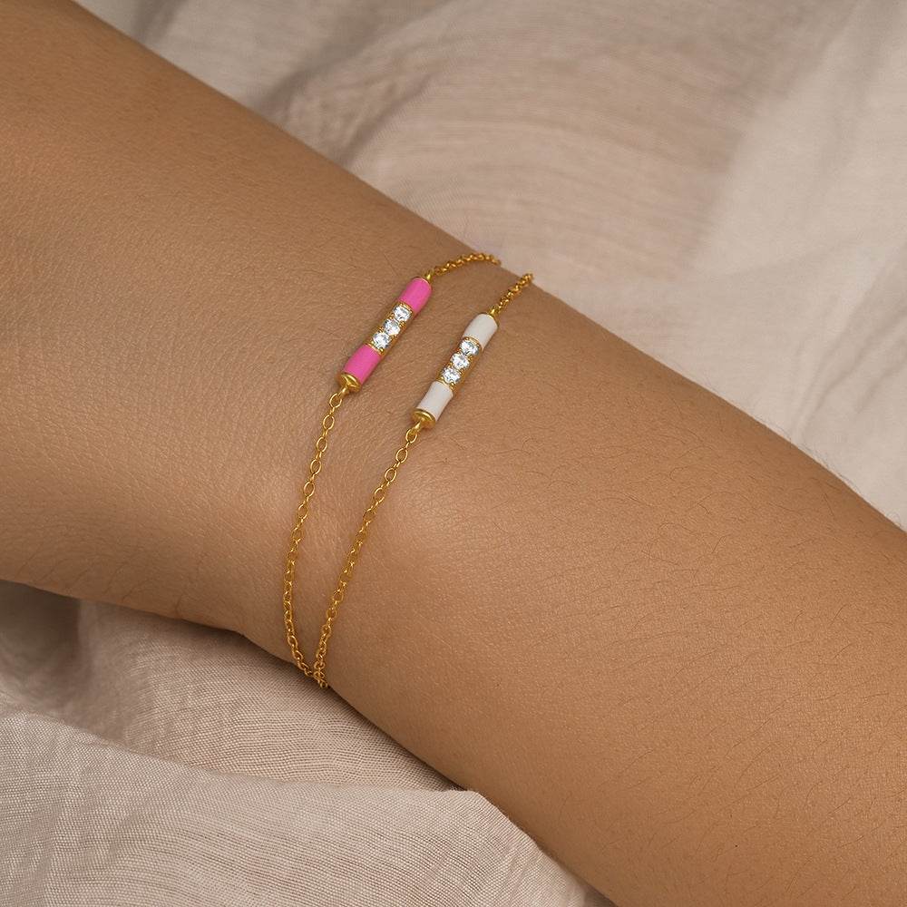 S925 sterling silver small gold bar oil dripping bracelet for women - MOWTE