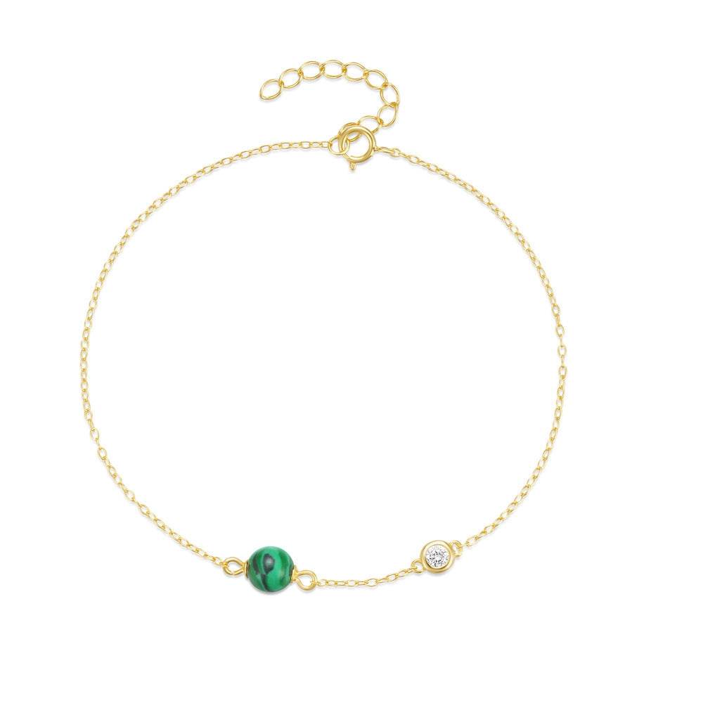 S925 pure silver diamond inlaid turquoise and turquoise high-end bracelet for women - MOWTE