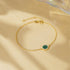 S925 sterling silver classic round peacock stone diamond set versatile bracelet - MOWTE