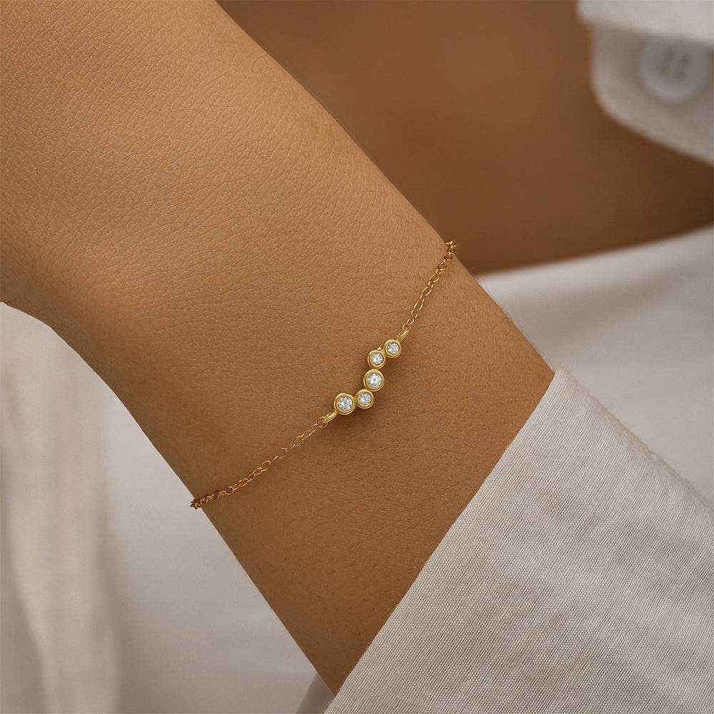 S925 sterling silver seven row diamond inlaid light luxury versatile bracelet - MOWTE