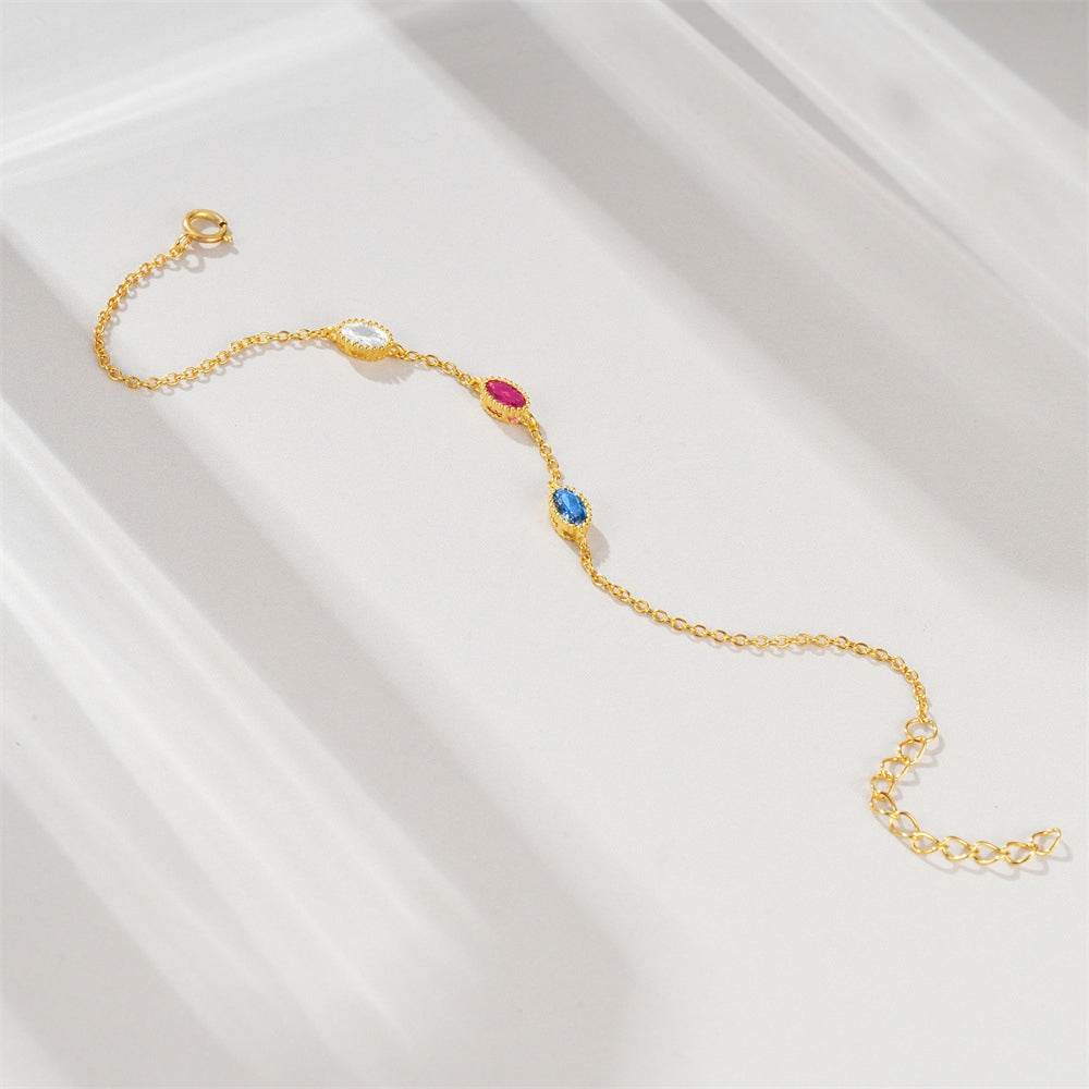 925 sterling silver color creative diamond edging and diamond setting versatile bracelet - MOWTE