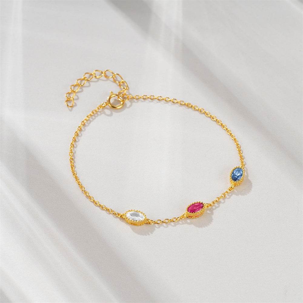 925 sterling silver color creative diamond edging and diamond setting versatile bracelet - MOWTE