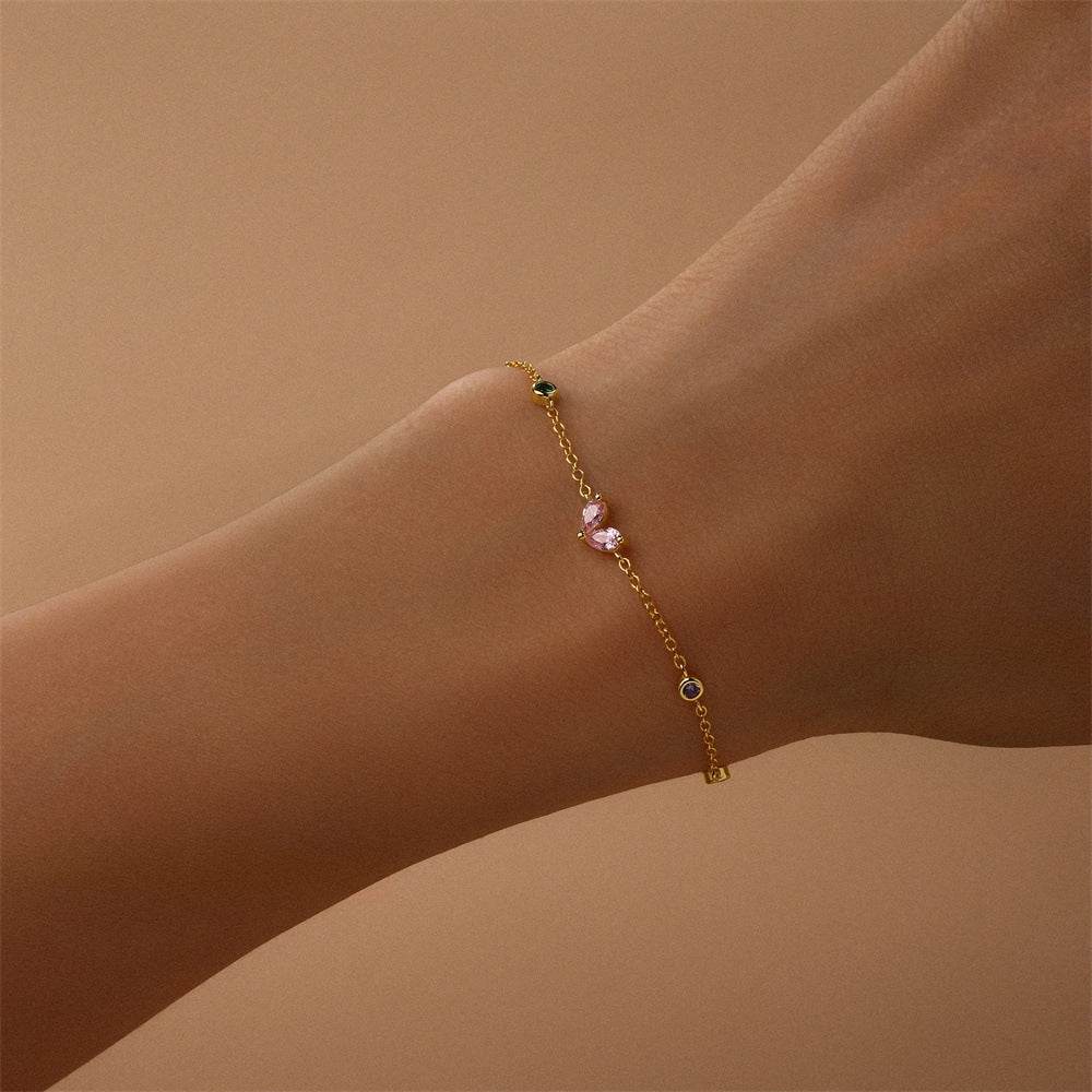 S925 Pure Silver Love Colorful Zircon Bracelet - MOWTE