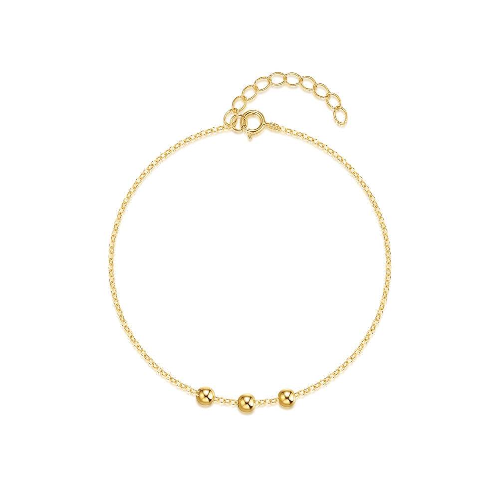 S925 pure silver bracelet with non fading sliding silver beads bracelet - MOWTE