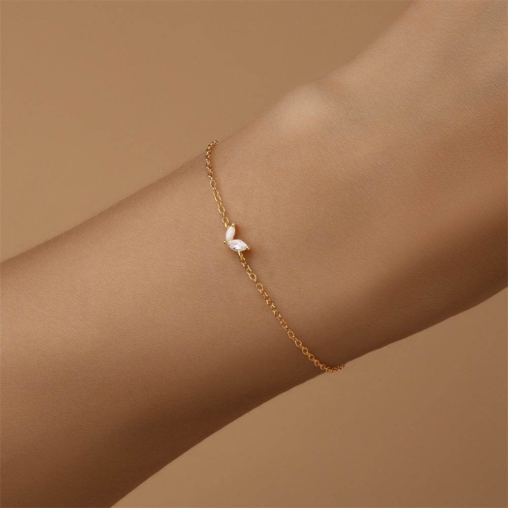 Commuting simple outfit s925 pure silver zircon opal irregular heart bracelet - MOWTE