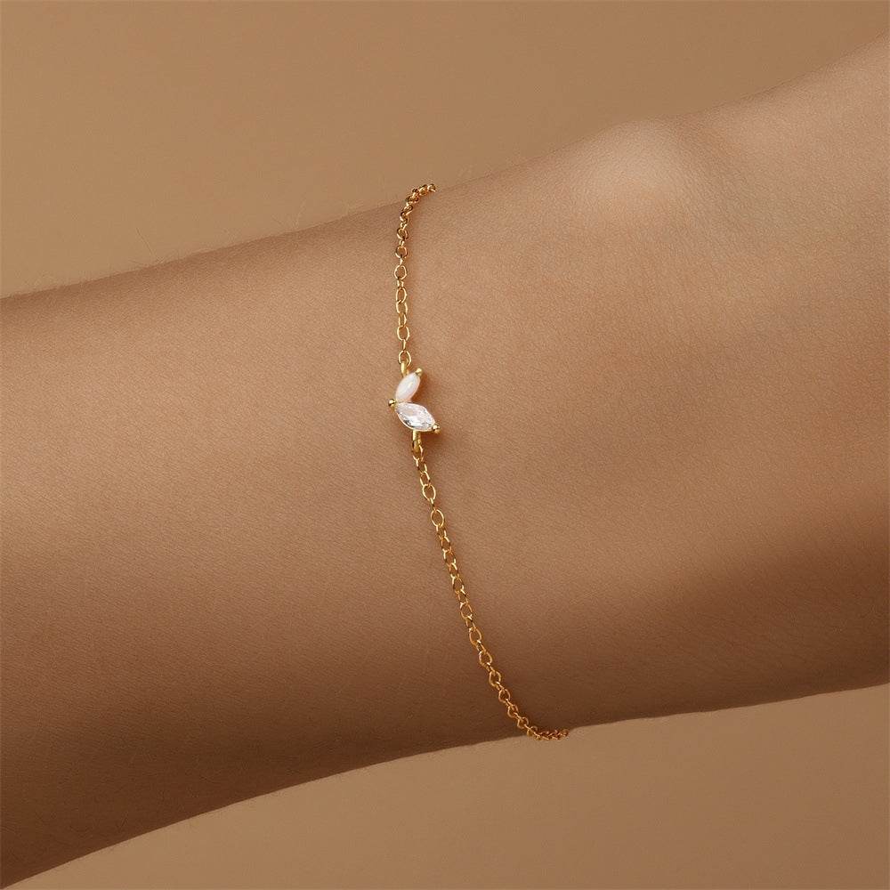 Commuting simple outfit s925 pure silver zircon opal irregular heart bracelet - MOWTE