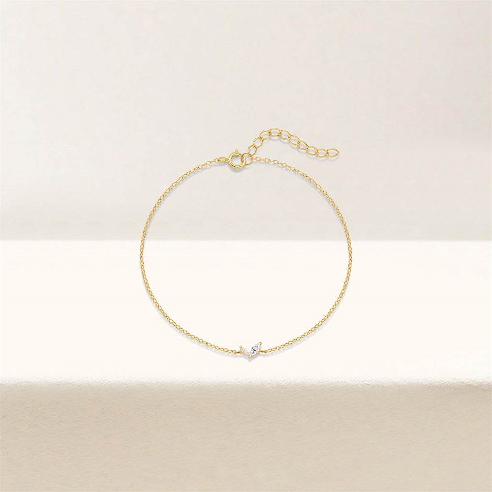 Commuting simple outfit s925 pure silver zircon opal irregular heart bracelet - MOWTE