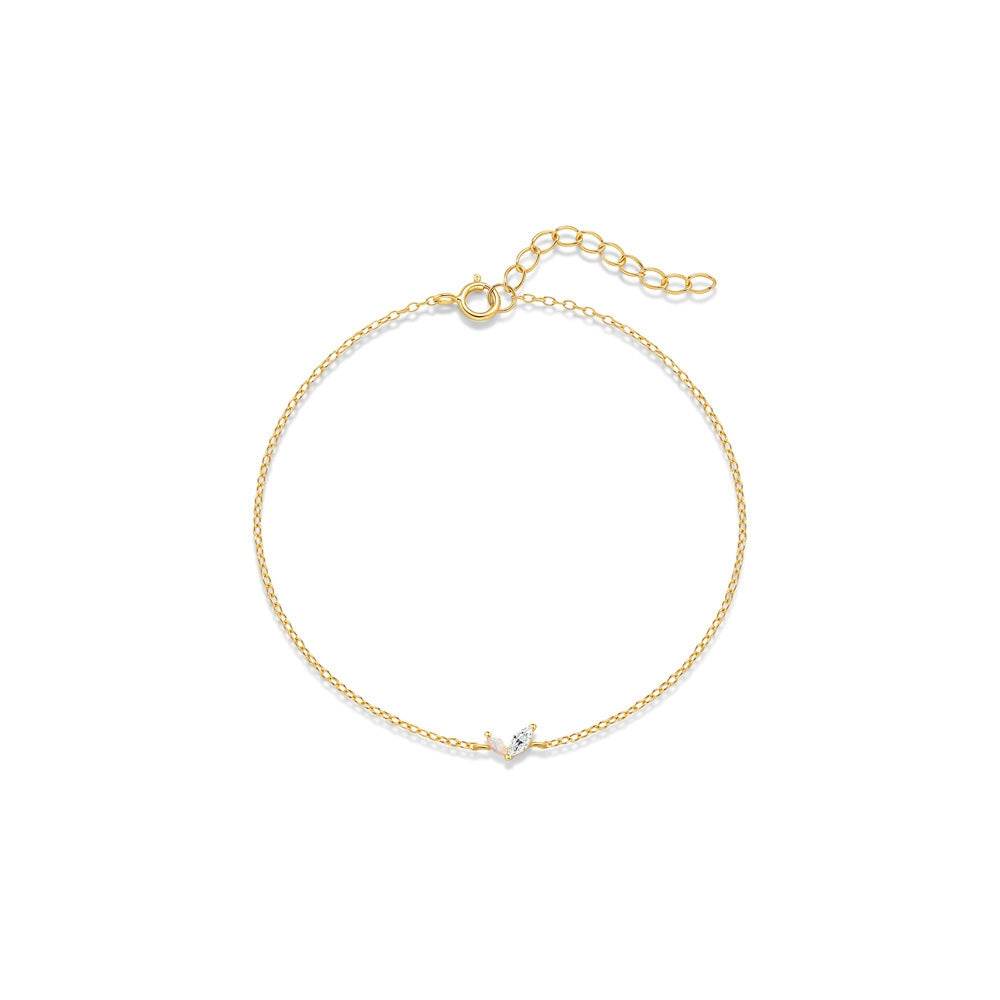 Commuting simple outfit s925 pure silver zircon opal irregular heart bracelet - MOWTE