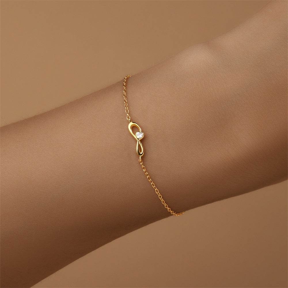 Commuting simple outfit s925 pure silver Valentine's Day series infinite loop lucky heart zircon bracelet - MOWTE