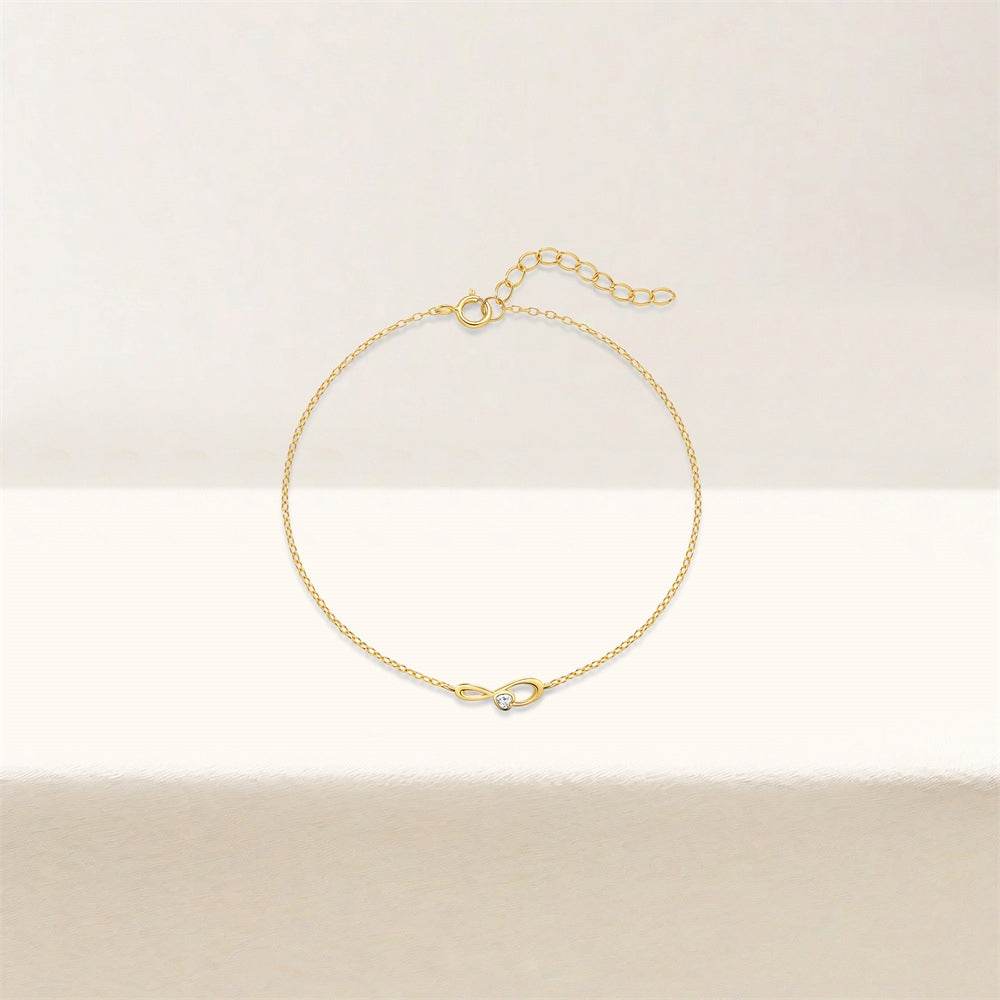 Commuting simple outfit s925 pure silver Valentine's Day series infinite loop lucky heart zircon bracelet - MOWTE