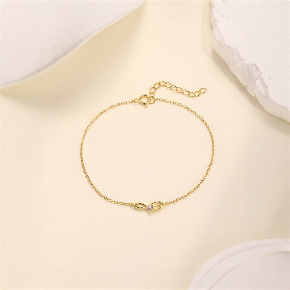 Commuting simple outfit s925 pure silver Valentine's Day series infinite loop lucky heart zircon bracelet - MOWTE