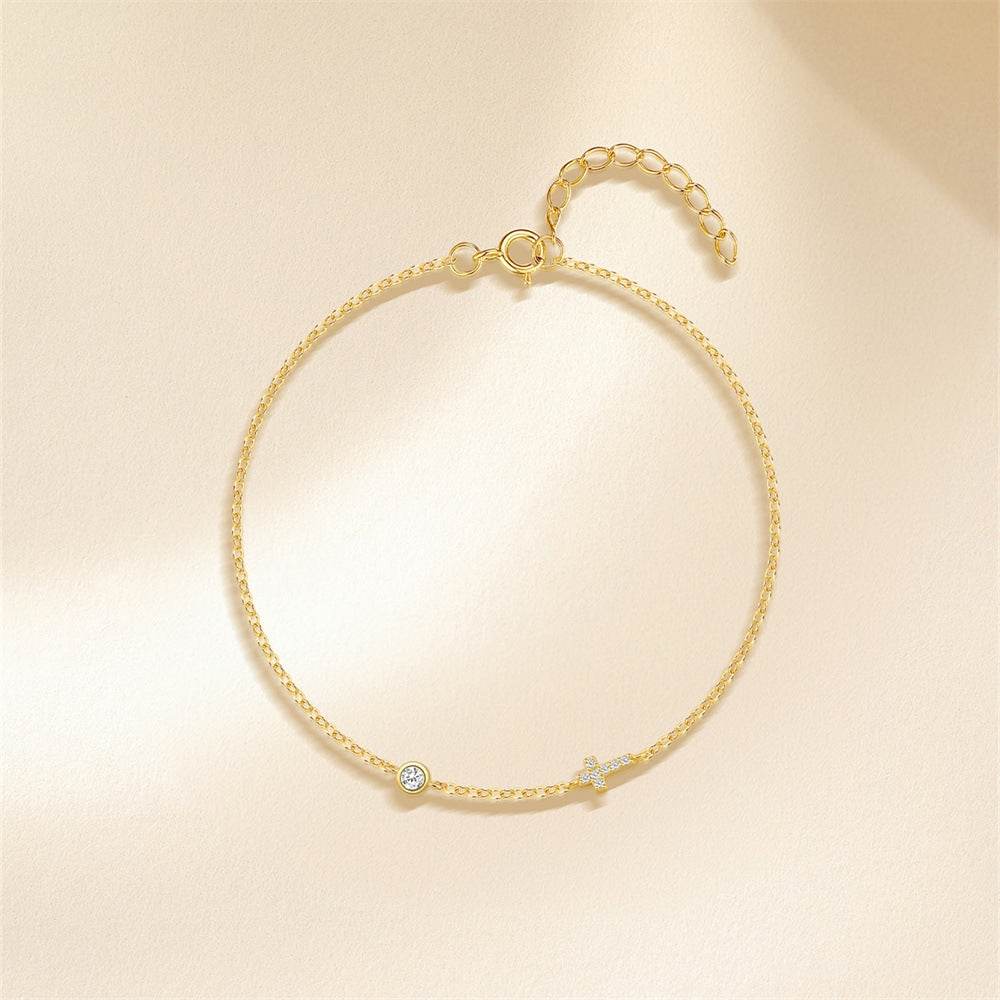 S925 sterling silver cross set diamond versatile fashion bracelet - MOWTE