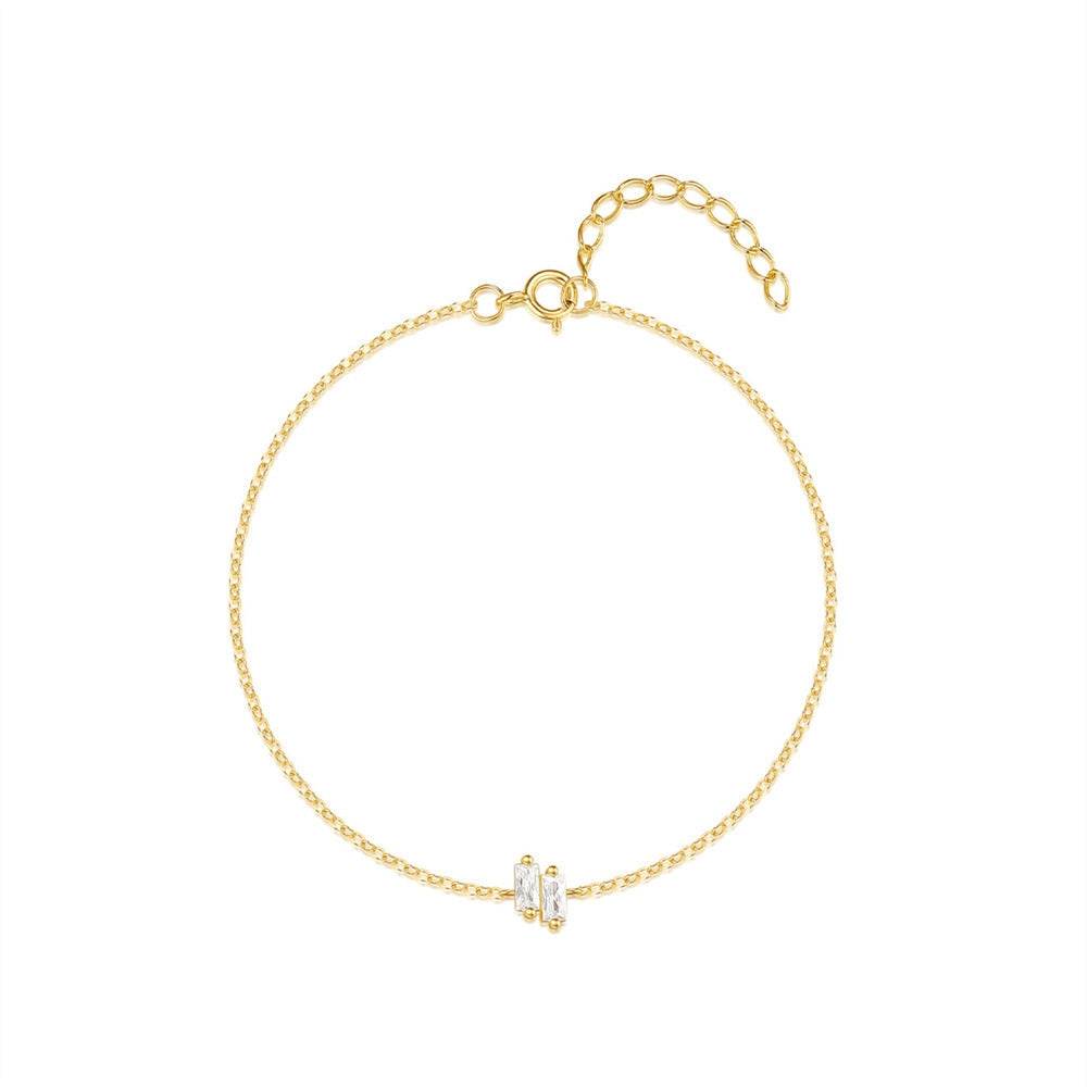 S925 sterling silver daily wear rectangular zircon splicing geometric element bracelet - MOWTE