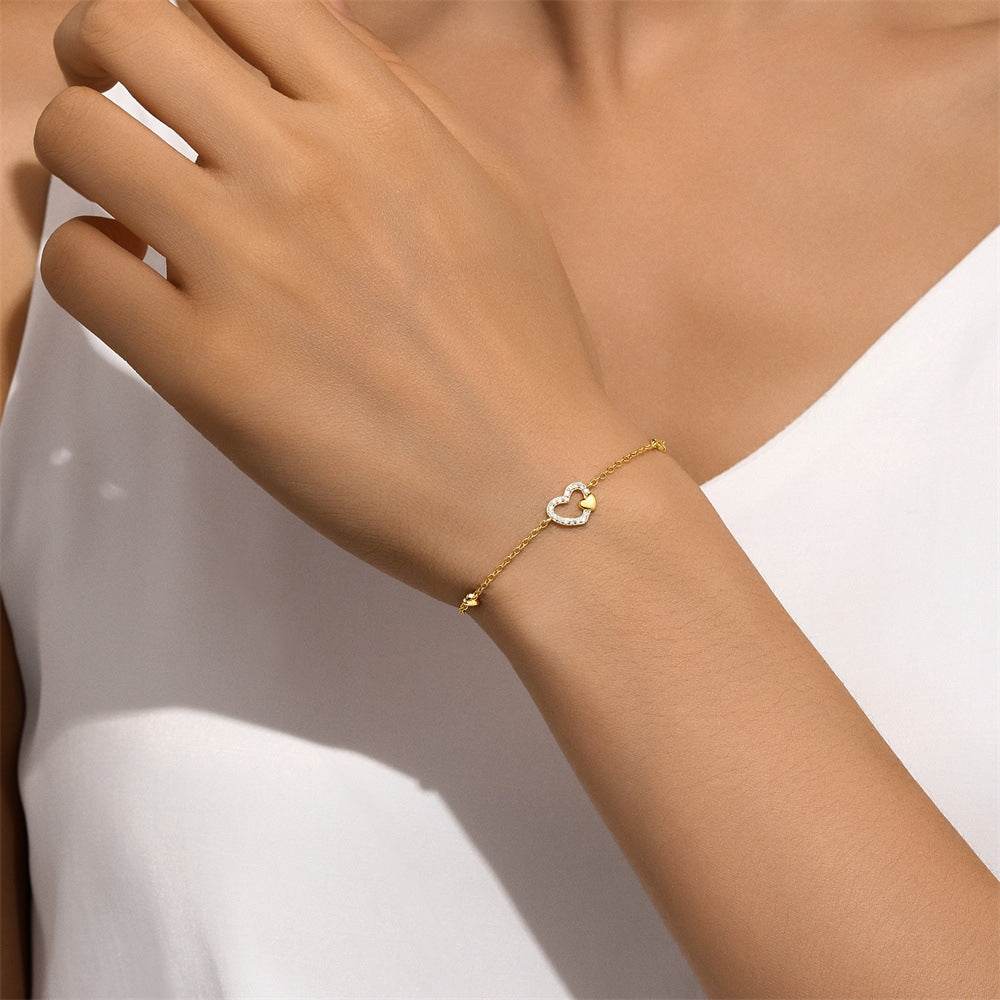 S925 pure silver hollow heart bracelet - MOWTE