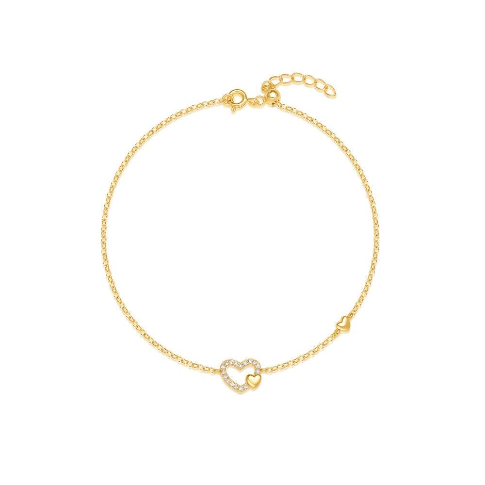 S925 pure silver hollow heart bracelet - MOWTE
