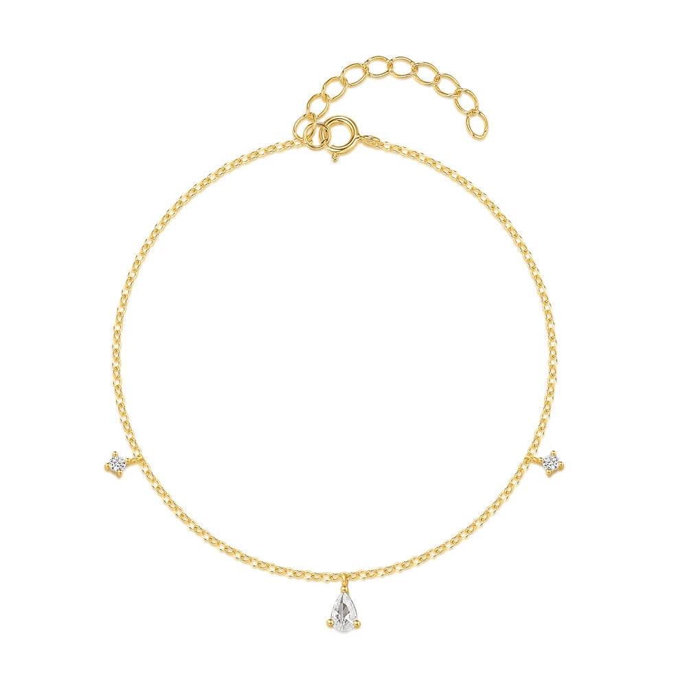 S925 pure silver daily wear water droplet simple and elegant diamond inlaid bracelet for women - MOWTE