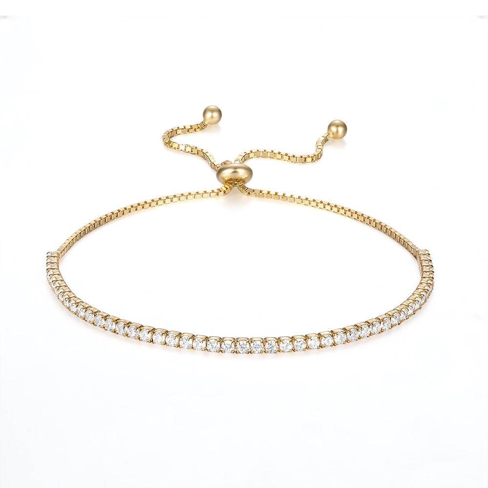 S925 sterling silver diamond set tennis bracelet adjustable for women - MOWTE