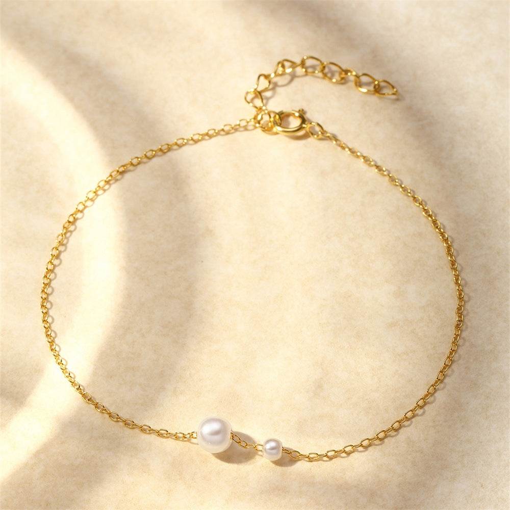 S925 sterling silver sliding women's irregular size pearl bracelet - MOWTE