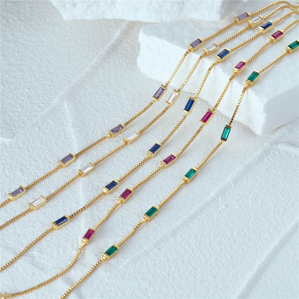 S925 sterling silver zircon colored bracelet - MOWTE