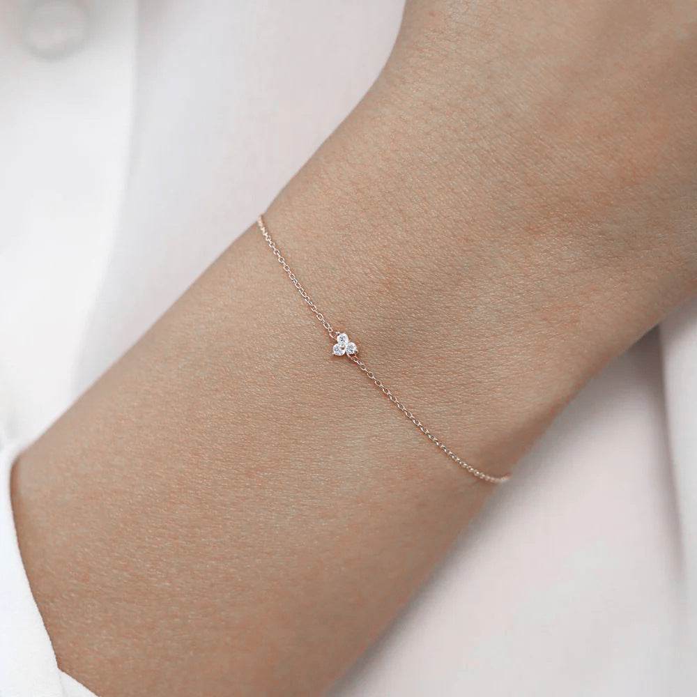 S925 Pure Silver Ins Minimalist Triangle Diamond Set Classic Basic Bracelet - MOWTE