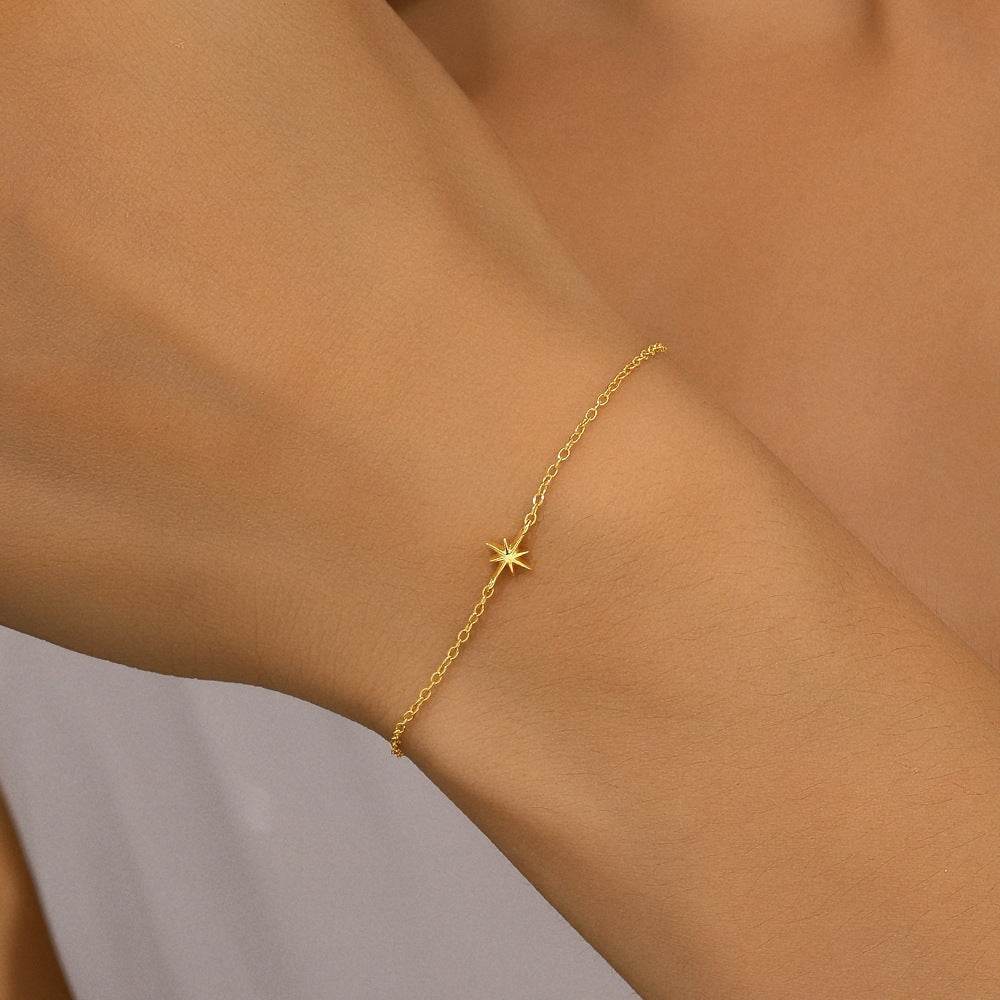 925 sterling silver smooth octagonal star classic bracelet - MOWTE
