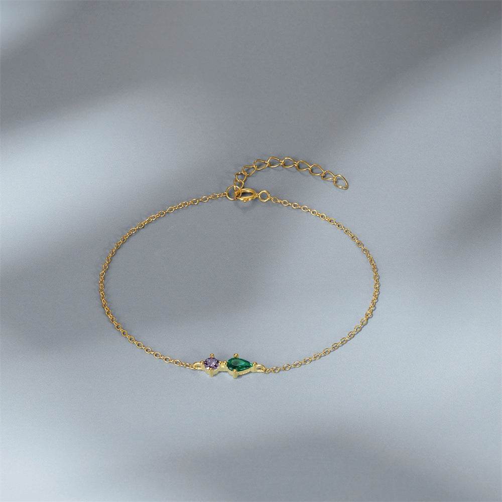 S925 pure silver daily outfit with colorful diamond pentagram layered women's bracelet - MOWTE