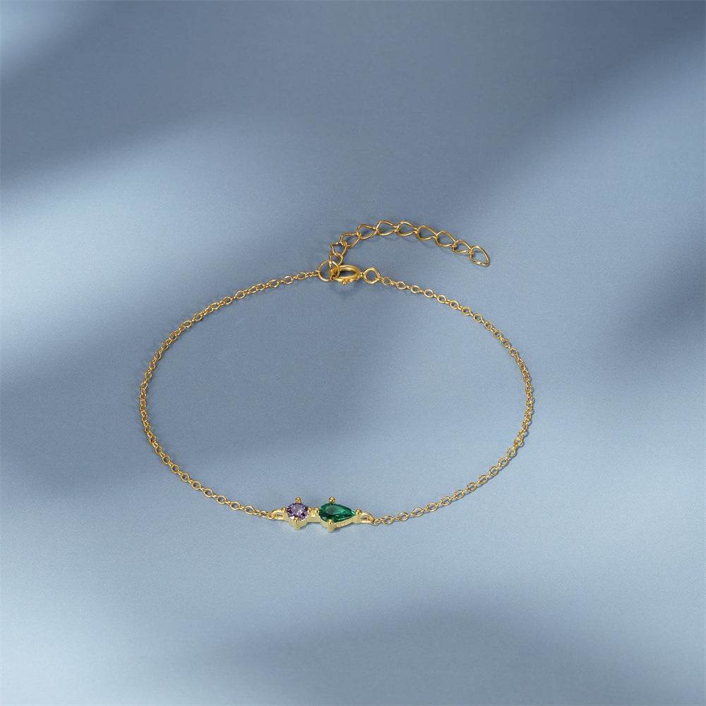 S925 pure silver daily outfit with colorful diamond pentagram layered women's bracelet - MOWTE