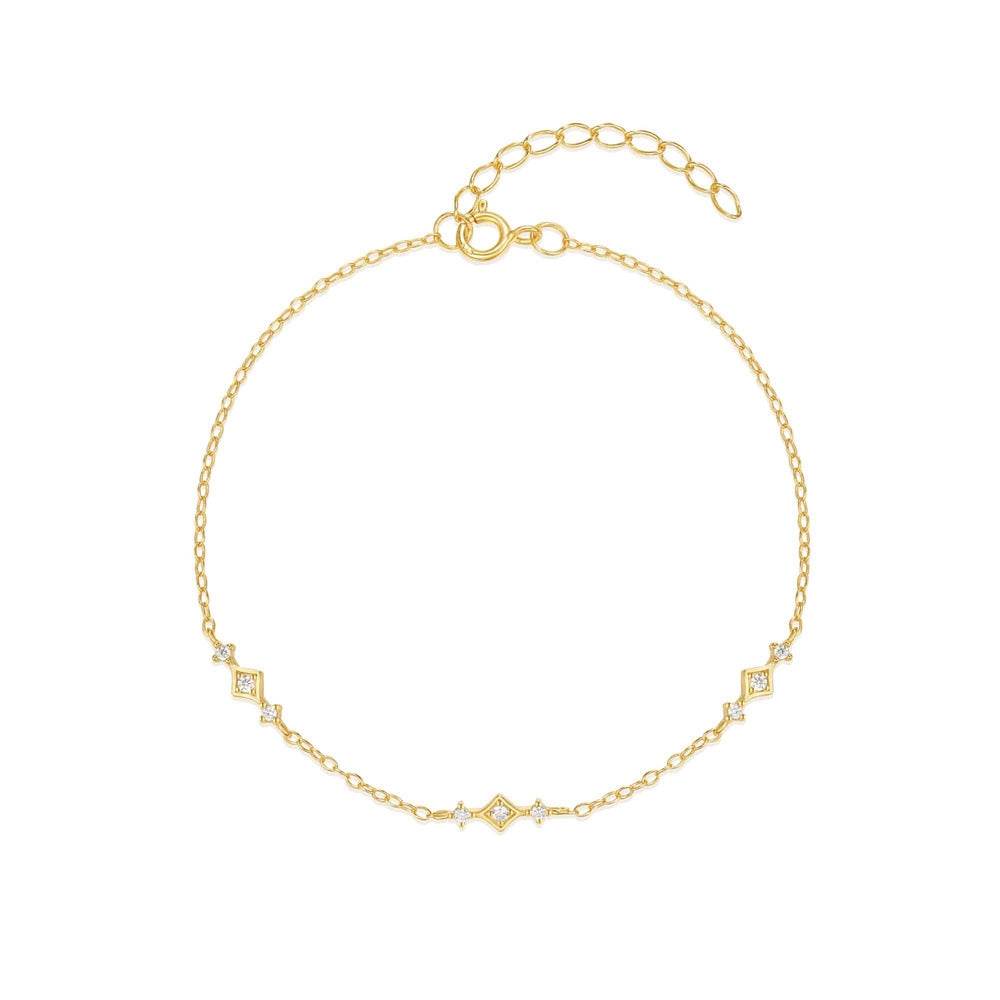 S925 pure silver geometric inlaid diamond layered women's versatile commuting bracelet - MOWTE