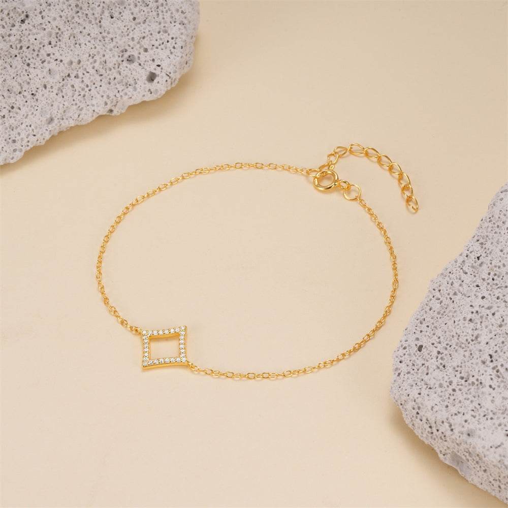 S925 pure silver full diamond geometric diamond bracelet - MOWTE