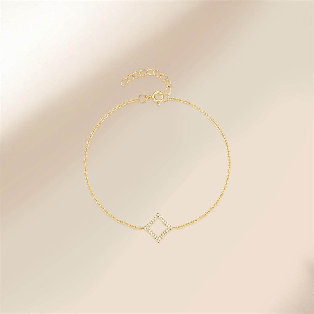 S925 pure silver full diamond geometric diamond bracelet - MOWTE