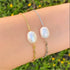 S925 sterling silver paperclip double pieced irregular Baroque shaped pearl bracelet - MOWTE