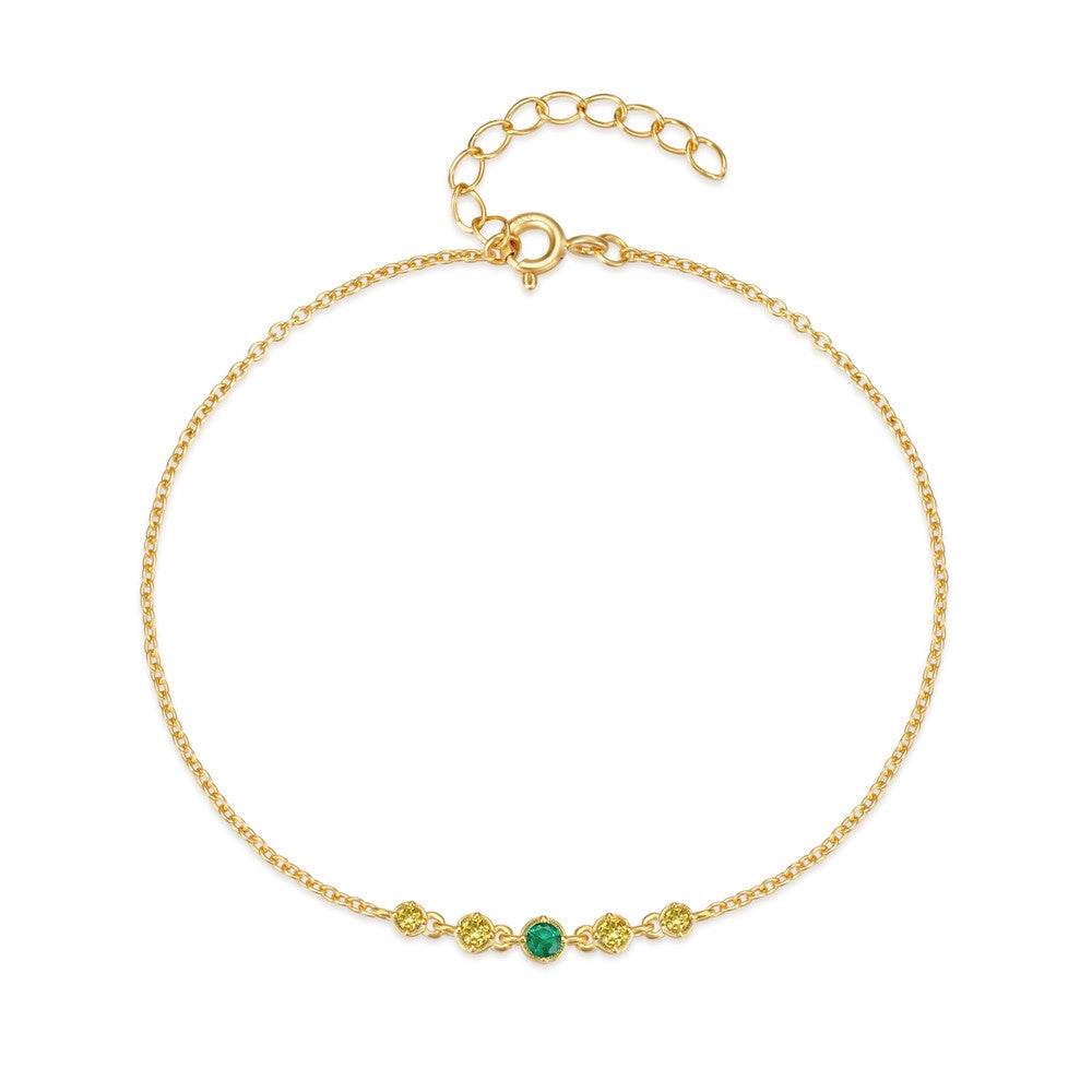 S925 sterling silver colorful 5-piece diamond studded daily matching women's bracelet - MOWTE