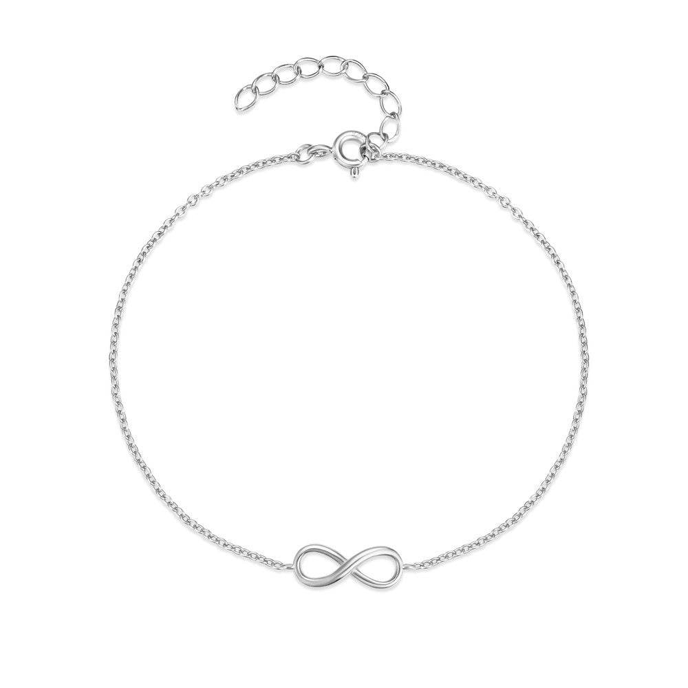 S925 pure silver eight character simple classic eternal chain daily matching women's bracelet - MOWTE