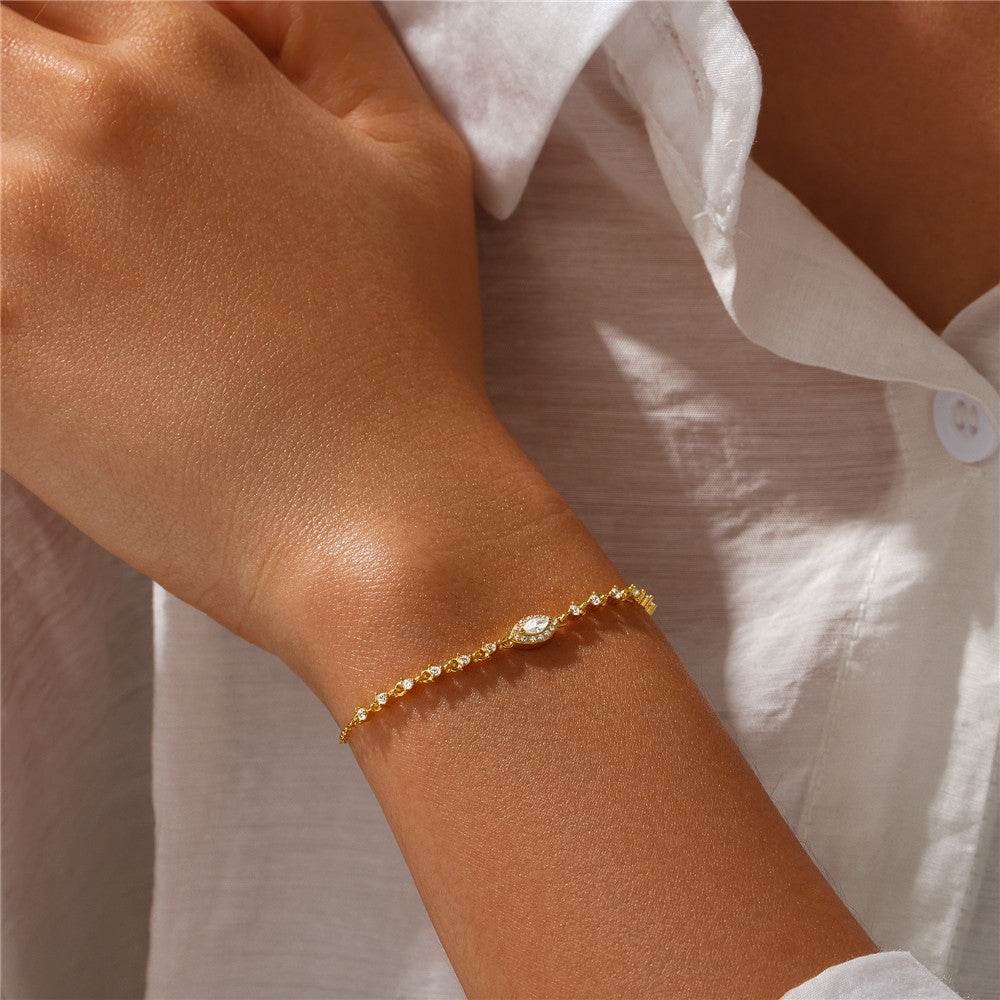 S925 sterling silver eyes devil's eye diamond studded daily outfit women's bracelet - MOWTE