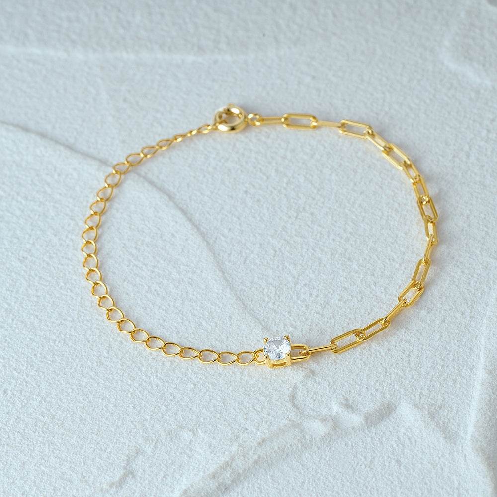 O-chain+paperclip chain splicing bracelet for women - MOWTE