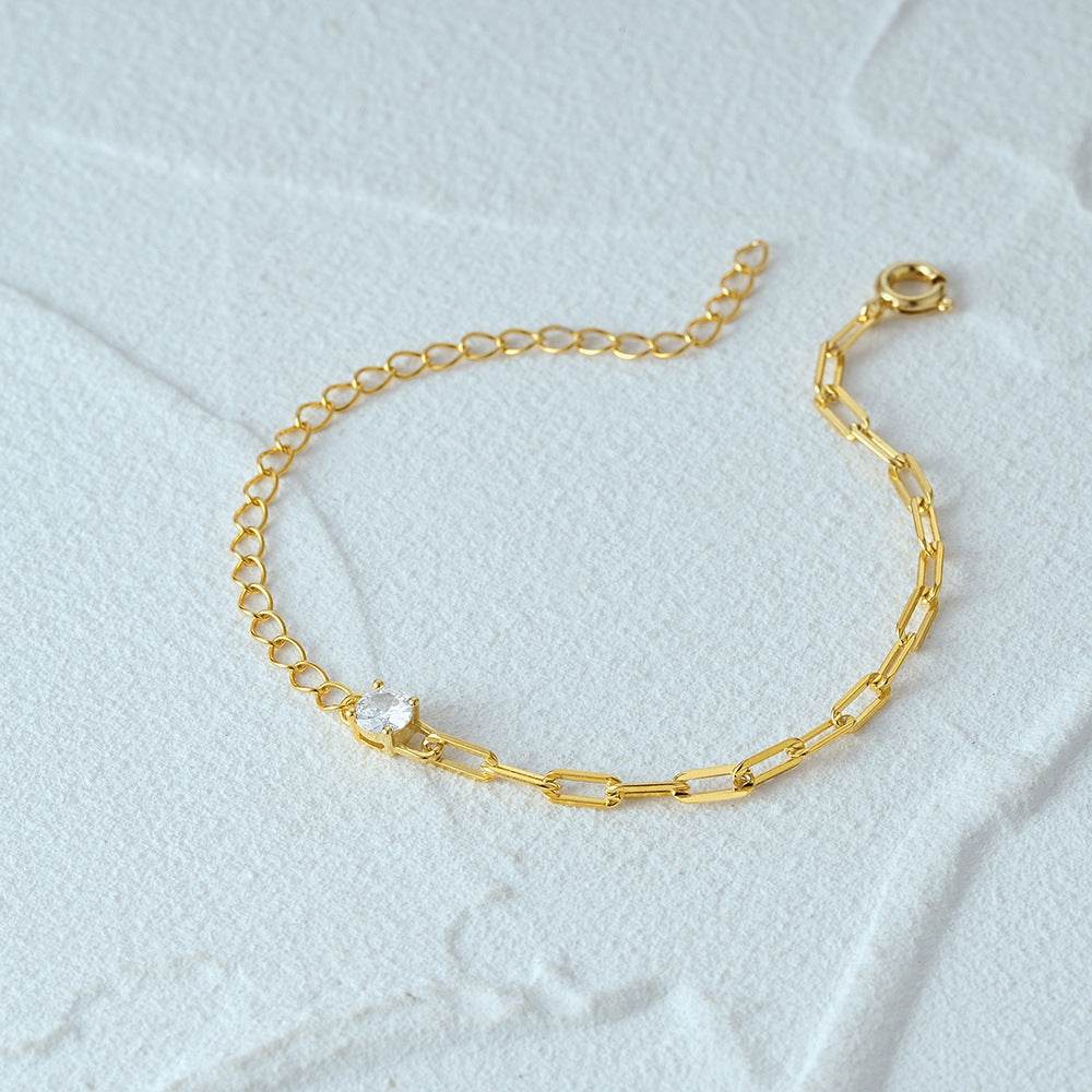 O-chain+paperclip chain splicing bracelet for women