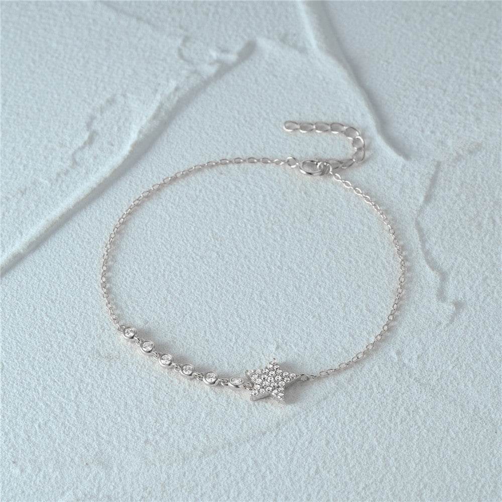 S925 pure silver pentagram diamond encrusted women's bracelet