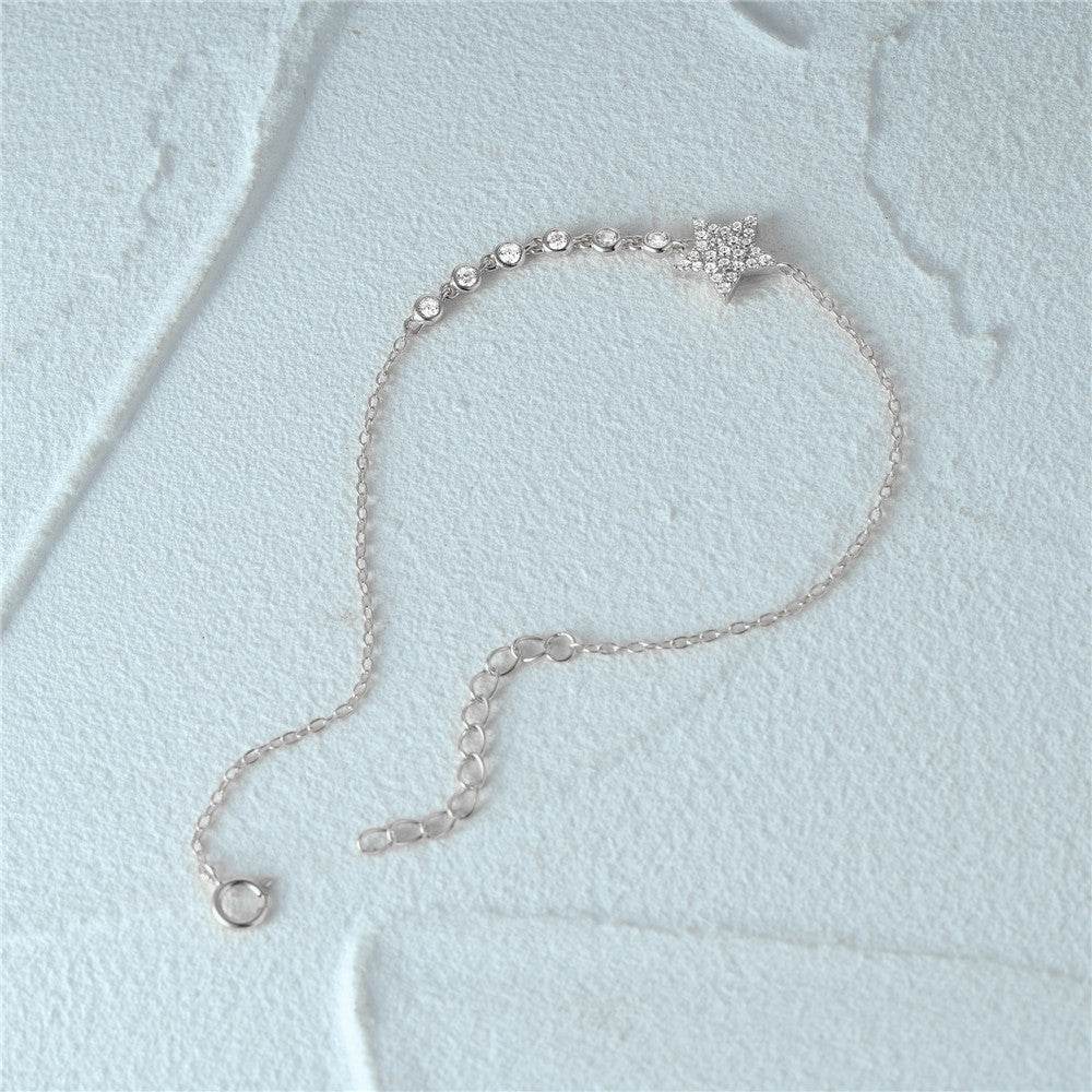 S925 pure silver pentagram diamond encrusted women's bracelet - MOWTE