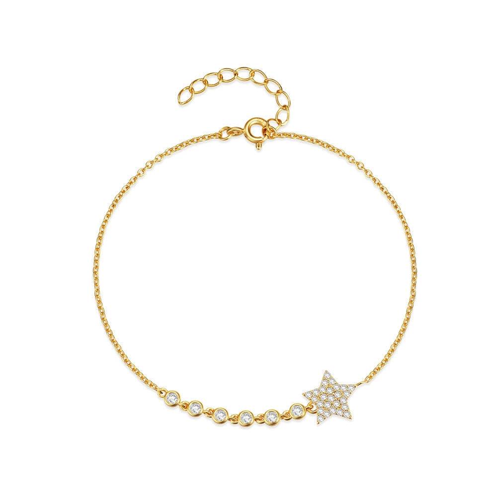 S925 pure silver pentagram diamond encrusted women's bracelet - MOWTE