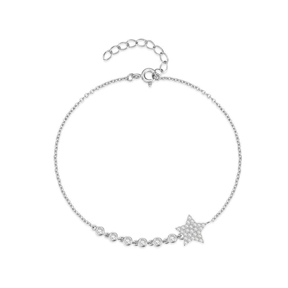 S925 pure silver pentagram diamond encrusted women's bracelet - MOWTE