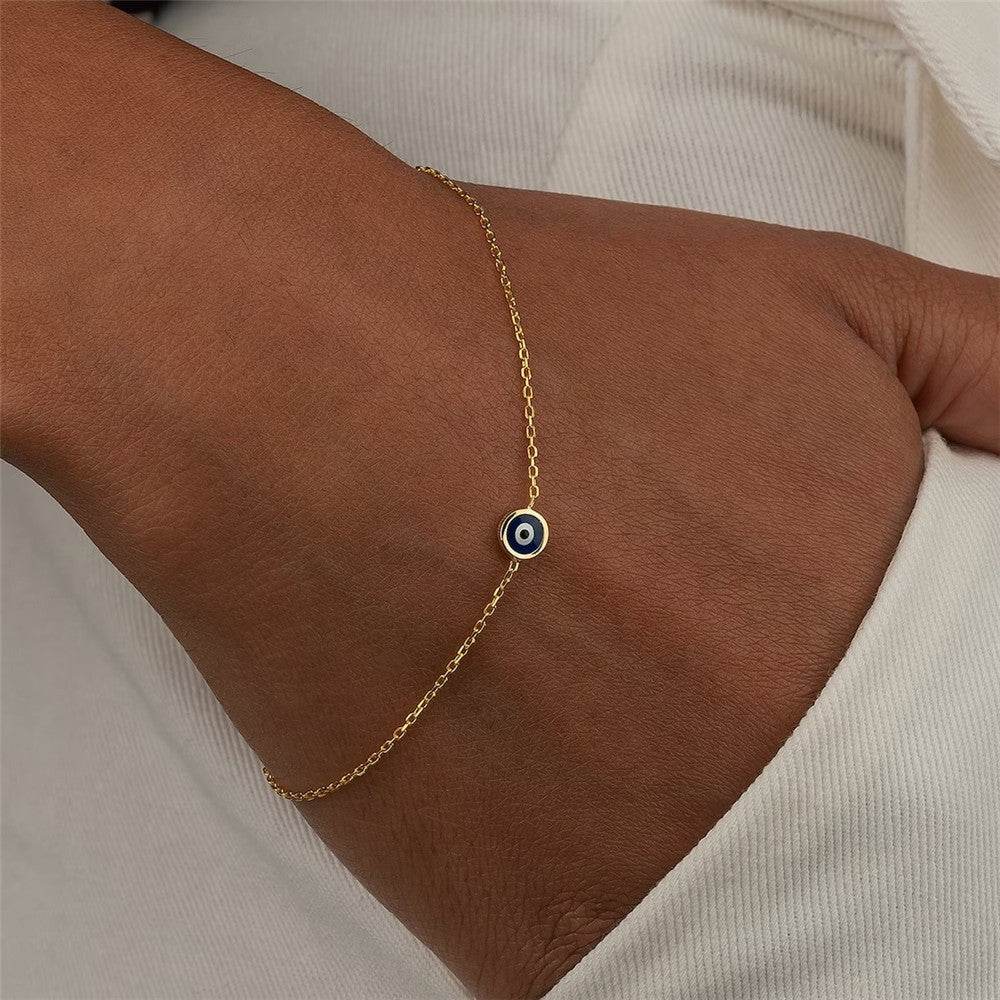 S925 pure silver devil's eye oil drip daily matching bracelet for women