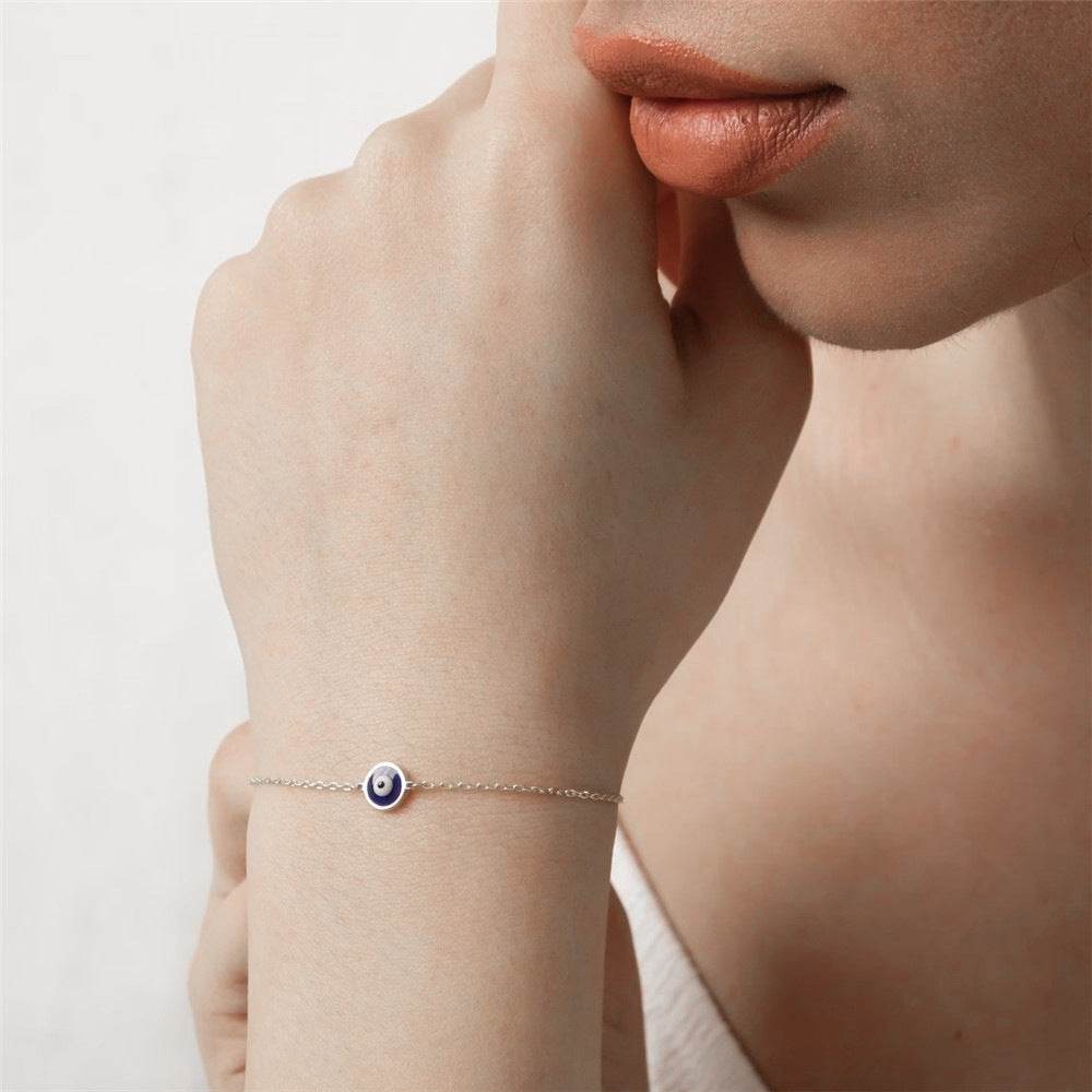 S925 pure silver devil's eye oil drip daily matching bracelet for women