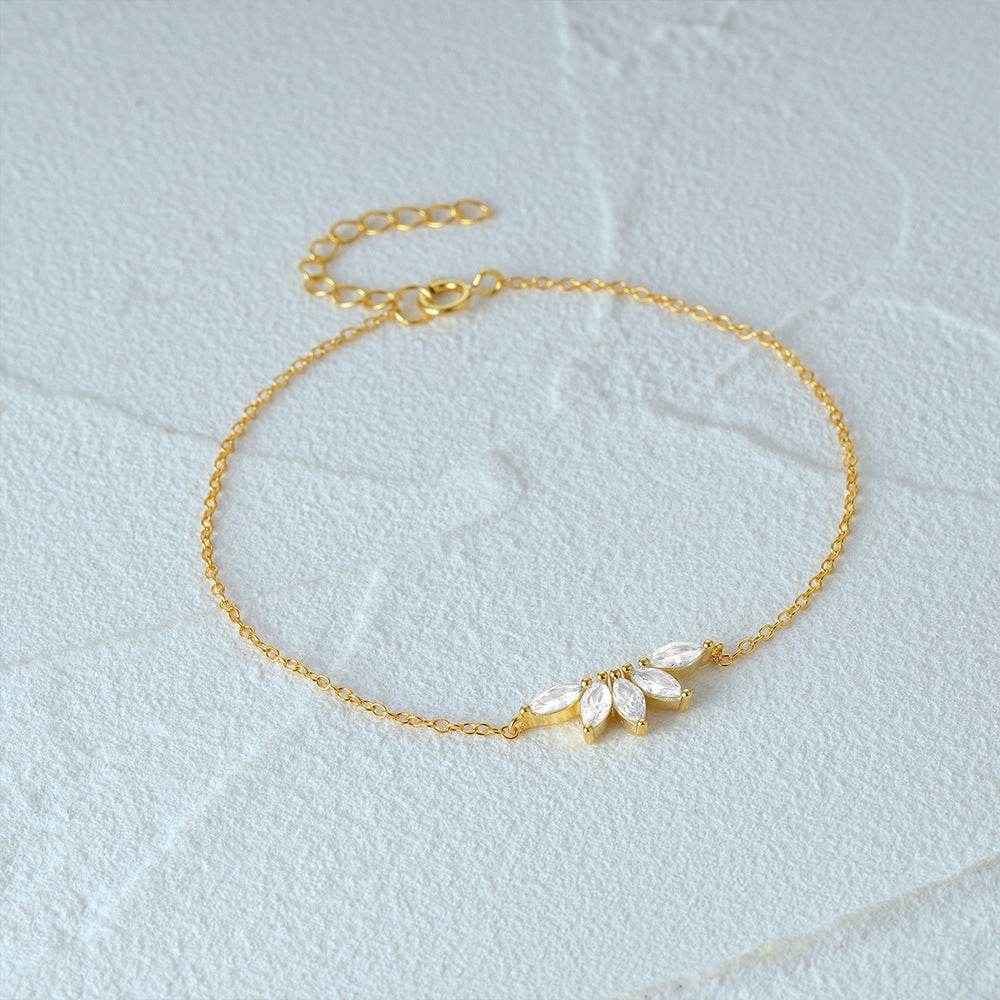 S925 sterling silver crown zircon inlaid daily wear women's bracelet - MOWTE